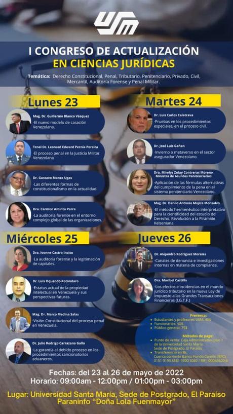 1er Congreso de Actualización en Ciencias Jurídicas, organizado por la USM