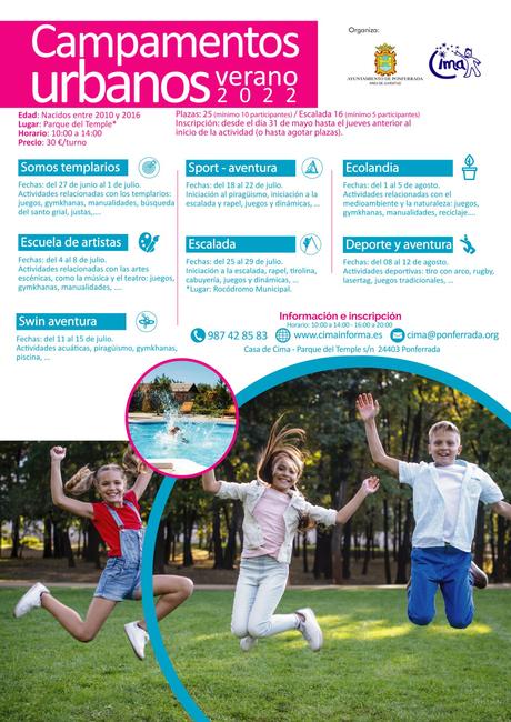 Ponferrada pone en marcha de la mano de CIMA los Campamentos Urbanos y el campamento de verano 2022 2