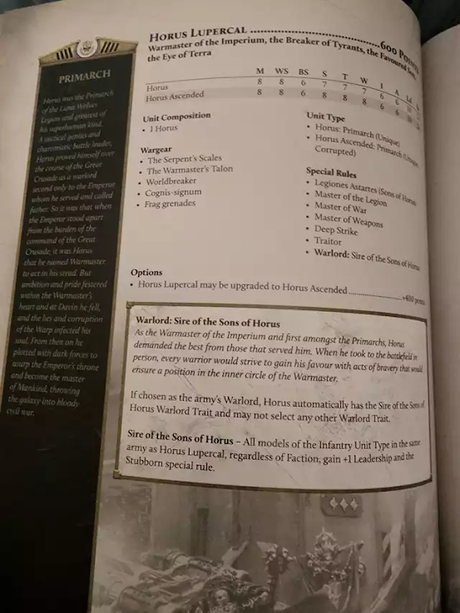 Gran filtración de reglas y perfiles de The Horus Heresy Gran filtración de reglas y perfiles de The Horus Heresy