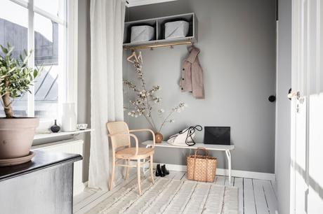 delikatissen tiny scandi apartment textiles hogar scandinavian style polished concrete estilo nordico cemento pulido apartamentos pequeños decoración alfombras escandinavas  