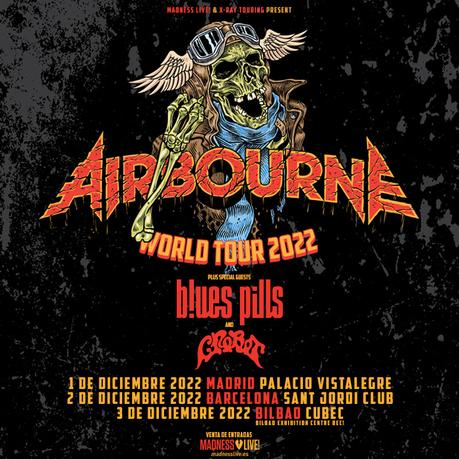Conciertos de Airbourne en España en diciembre de 2022