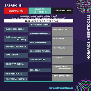 Horarios Sábado Festival de los Sentidos 2022