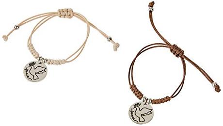 11 ideas de regalos de Comunión Mopec Pulsera beige medalla paloma marfil/marrón Pack de 4, Plateado, Talla única, 4