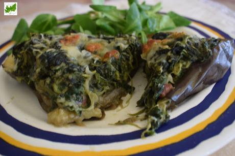 Berenjenas Rellenas de Espinacas y Jamón