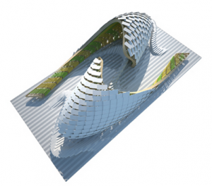 La instalación “Fluidity” mostrará las principales innovaciones del sector español para la arquitectura.  www.ascer.es