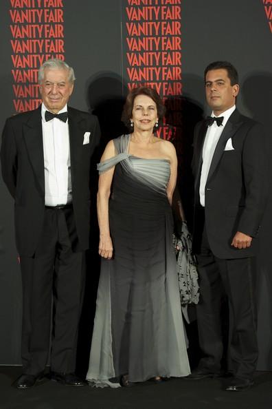 (L-R) Nobel Prize in Literature winner Mario Vargas Llosa, his wife Patricia Llosa and Alvaro Vargas Llosa attend 