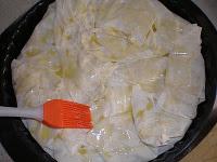 Tourtiere de morcilla y queso de cabra con chutney de pimientos