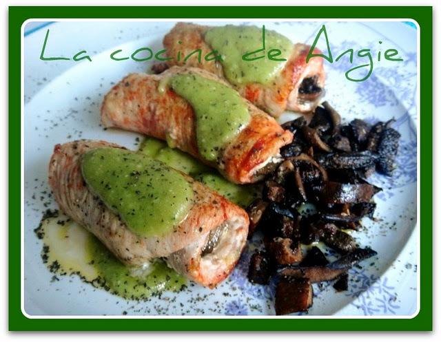 ROLLITOS DE PAVO RELLENOS AL PESTO y AIG