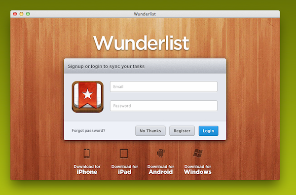 Inicio de Wunderlist
