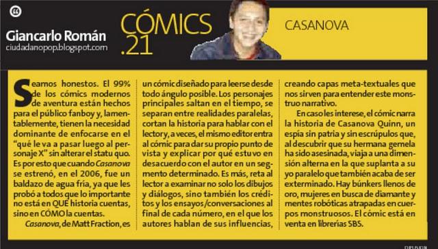 Deja de salir la columna de Comics 21