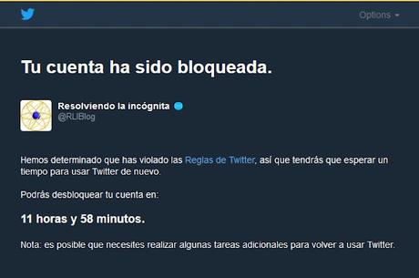 Cuenta temporalmente bloqueada en Twitter