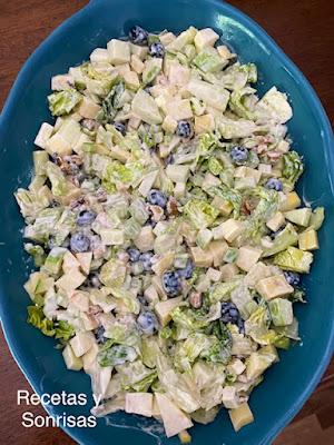 ENSALADA DE APIO, MANZANA Y ARANDANOS