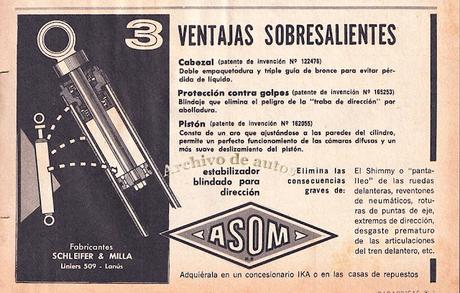 Estabilizador de dirección ASOM comercializado en Argentina en 1961