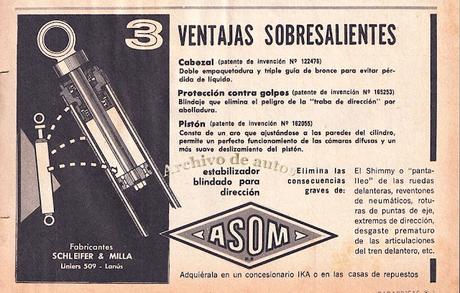 Estabilizador de dirección ASOM comercializado en Argentina en 1961