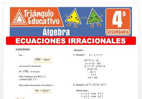 Ecuaciones Irracionales para Cuarto de Secundaria
