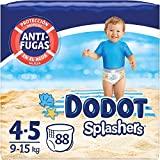 Los mejores pañales de agua para piscina y playa para tu bebé Dodot Pañales Bebé Bañador Splashers, Talla 4-5 (9-15 kg), 88 Pañales Desechables con...
