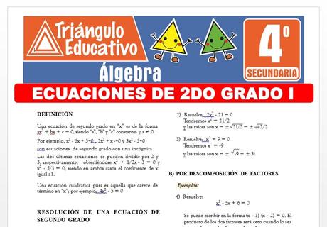 Ecuaciones de 2do Grado I para Cuarto de Secundaria