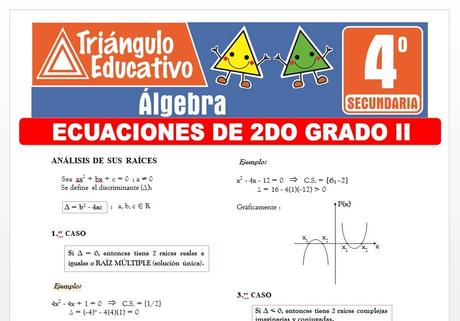 Ecuaciones de 2do Grado II para Cuarto de Secundaria