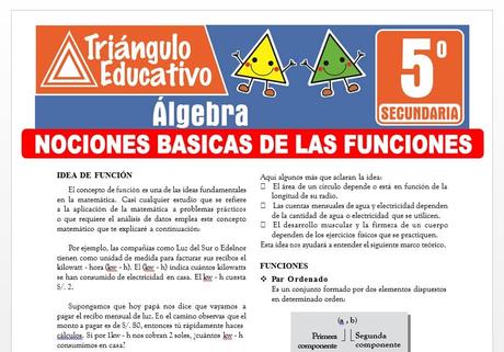 Nociones Básicas de las Funciones para Quinto de Secundaria Nociones Básicas de las Funciones para Quinto de Secundaria