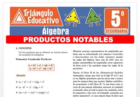 Productos Notables para Quinto de Secundaria Productos Notables para Quinto de Secundaria