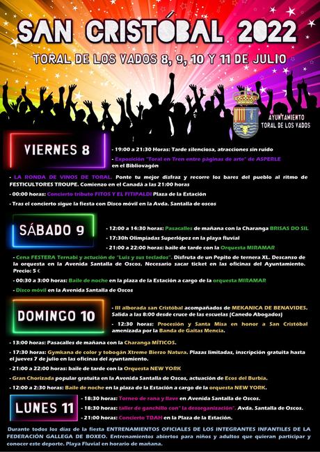 Toral de los Vados presenta la programa de sus fiestas patronales en honor a San Cristóbal 1 Toral de los Vados presenta la programa de sus fiestas patronales en honor a San Cristóbal 1