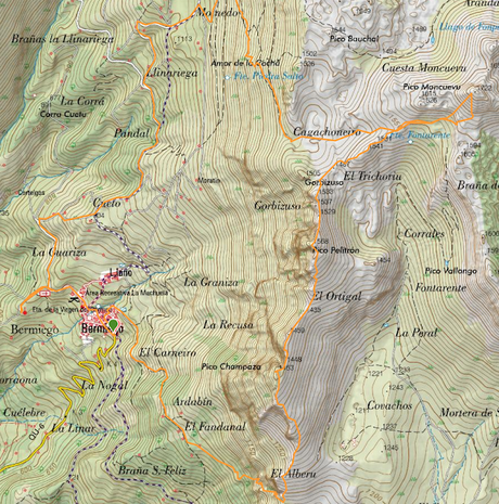 Moncuevo,Pelitrón y Champaza desde Bermiego Moncuevo,Pelitrón y Champaza desde Bermiego