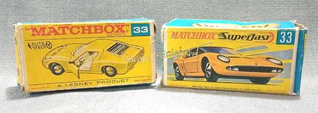 Lamborghini Miura en dos versiones diferentes de Matchbox