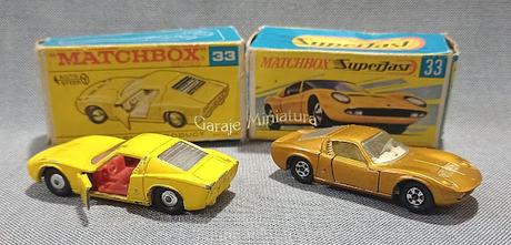 Lamborghini Miura en dos versiones diferentes de Matchbox