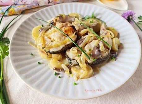 Bacalao fresco con patatas al horno