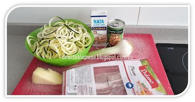 Espaguetis de calabacín en salsa carbonara