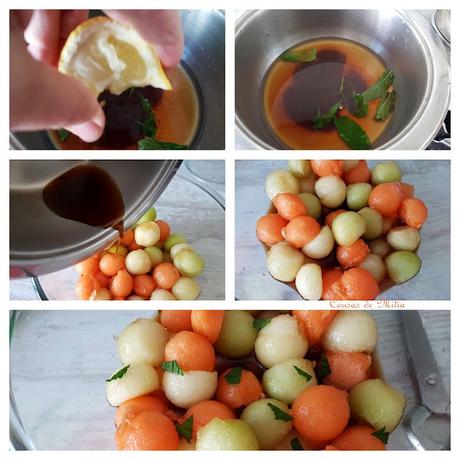 Copa de melón con menta fresca