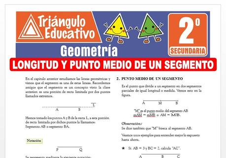 Longitud y Punto Medio de un Segmento para Segundo de Secundaria Longitud y Punto Medio de un Segmento para Segundo de Secundaria