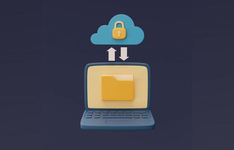 Imagen de PC conectado a la Nube y transfiriendo datos.