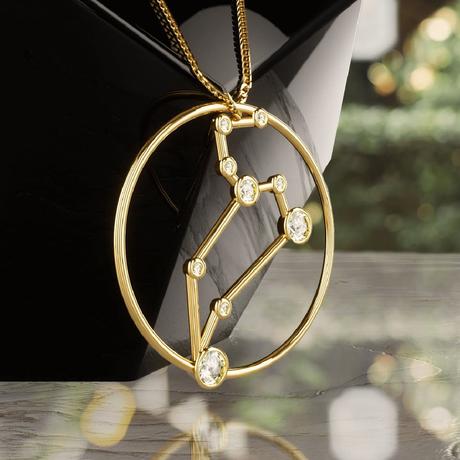 Constelación zodiacal de Leo en oro 18k con diamantes