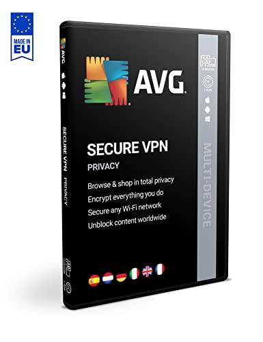 AVG Secure VPN 2022 - Conexión Privada Virtual para proteger la privacidad | Multidispositivos | 10 dispositivos | 1 Año | En Caja