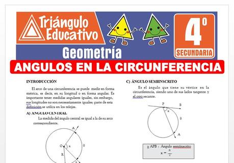 Problemas de Ángulos en la Circunferencia para Cuarto de Secundaria