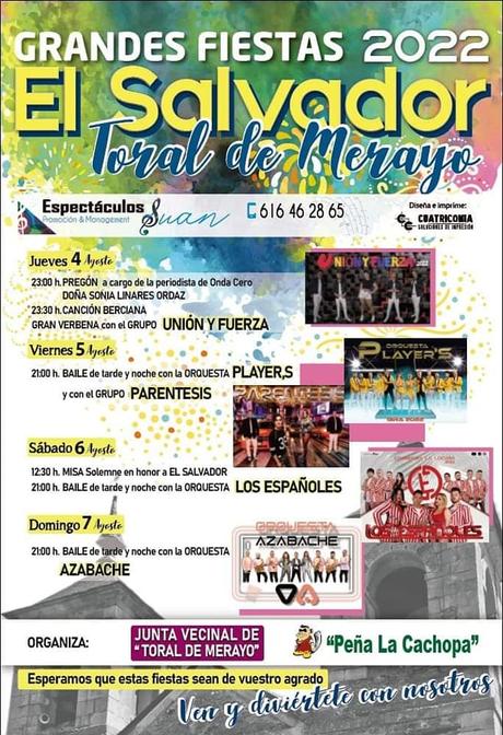 Toral de Merayo celebra El Salvador del 4 al 7 de agosto de 2022. Consulta el programa de Fiestas 1