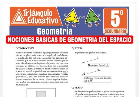 Nociones Básicas de Geometría del Espacio para Quinto de Secundaria Nociones Básicas de Geometría del Espacio para Quinto de Secundaria