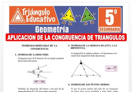 Aplicación de la Congruencia de Triángulos para Quinto de Secundaria Aplicación de la Congruencia de Triángulos para Quinto de Secundaria
