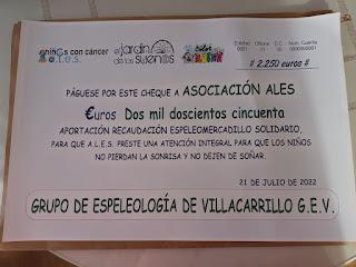 Donación solidaria a ALES JAÉN por parte del G.E.V. Donación solidaria a ALES JAÉN por parte del G.E.V.