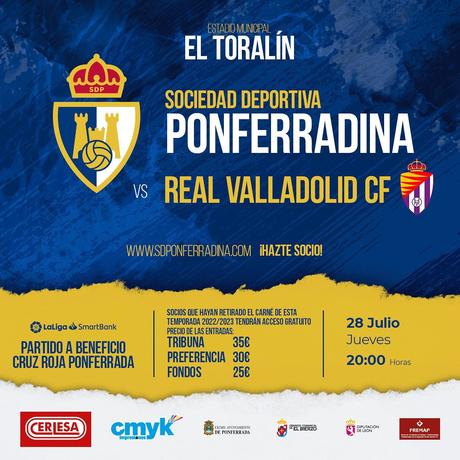 Como y dónde ver el amistoso SD Ponferradina - Real Valladolid de hoy jueves 6