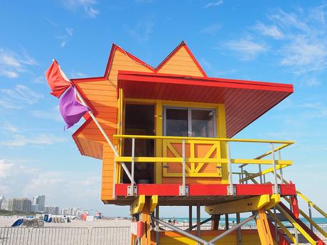 Una caseta de vigilante de la playa en South Beach, Miami