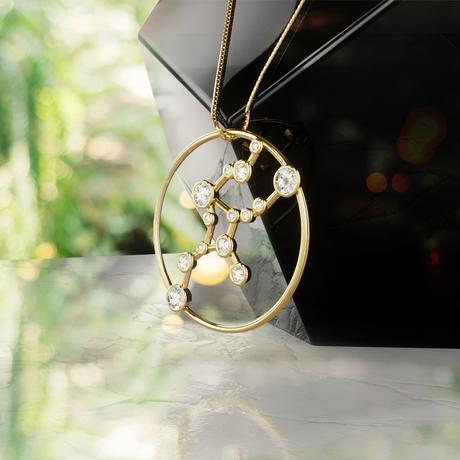 Constelación zodiacal de Virgo en oro 18k con diamantes Constelación zodiacal de Virgo en oro 18k con diamantes