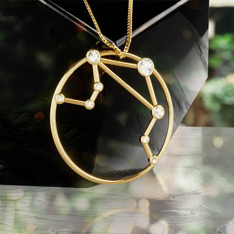 constelación zodiacal de Libra en oro 18k con diamantes