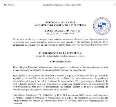 Decreto Ejecutivo No. 16