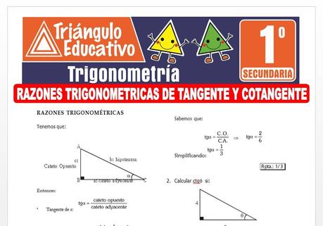 Razones trigonométricas de Tangente y Cotangente para Primero de Secundaria