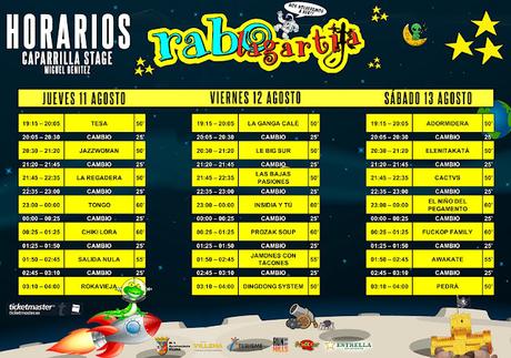 Horarios Festival Rabolagartija 2022