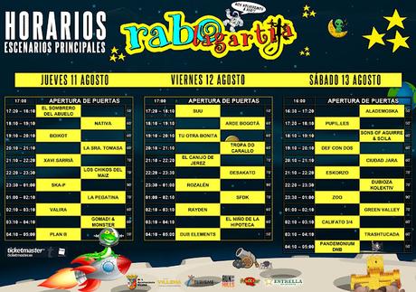 Horarios Festival Rabolagartija 2022