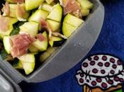 Cuadraditos calabacín jamón microondas