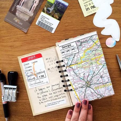 travel journal mapa y billete